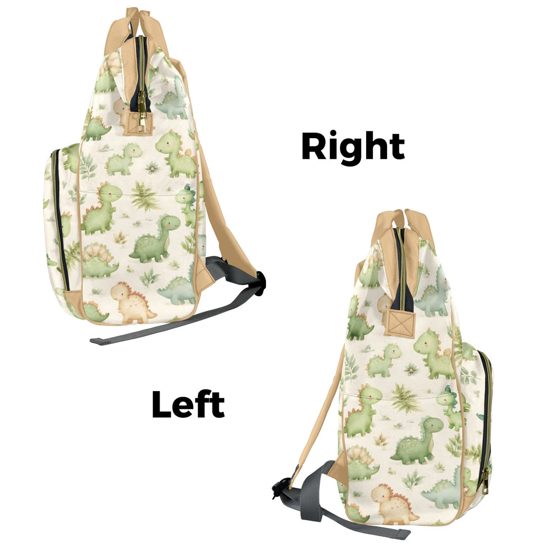 Tan Dinosaur Friends Diaper Bag