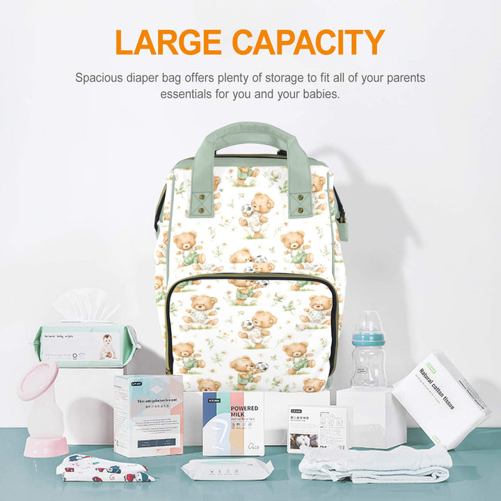 Bears Playing Soccer Diaper Bag