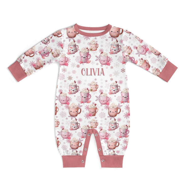 Pink Cocoa Mug Long Sleeve Baby Romper