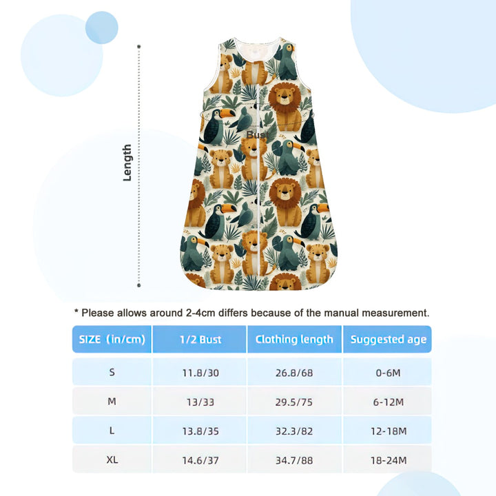 Jungle Animals Sleeveless Baby Sleep Sack