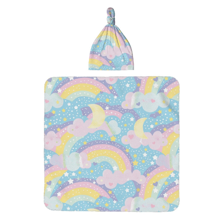 Whimsical Baby Swaddle Blanket & Beanie Hat Set