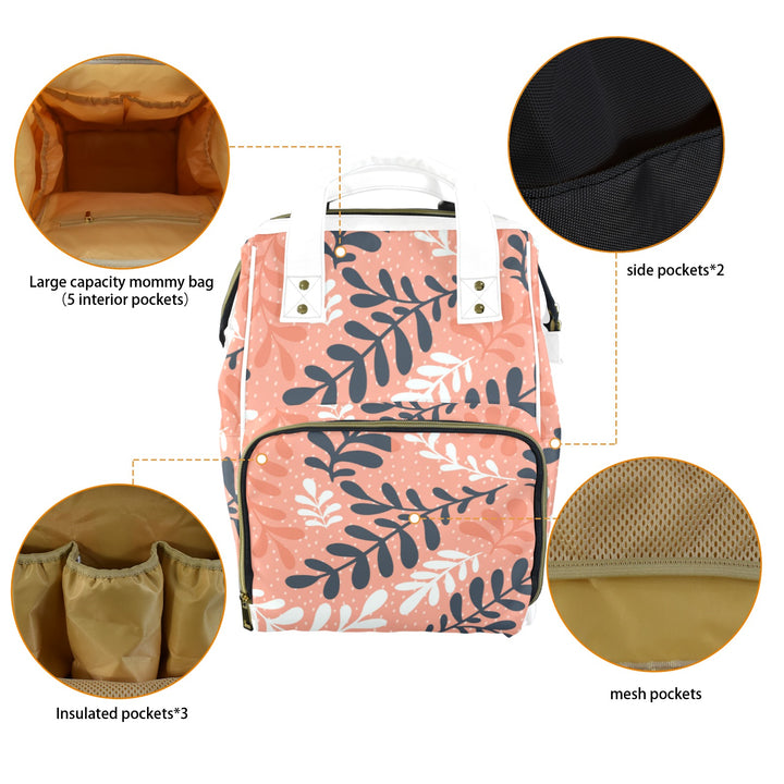 Peach Boho Flower Diaper Bag
