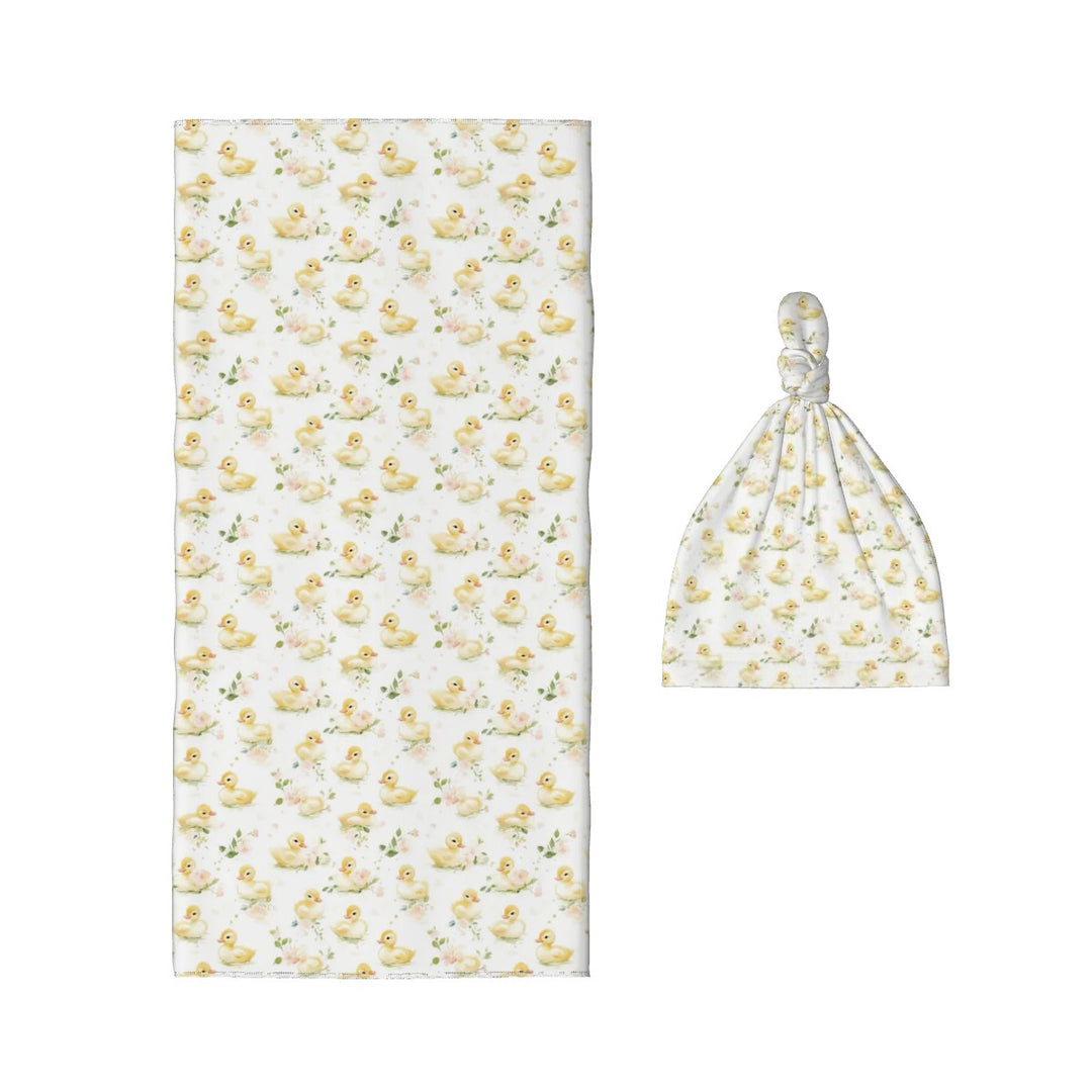 Baby Duckling Swaddle Blanket & Beanie Hat Set