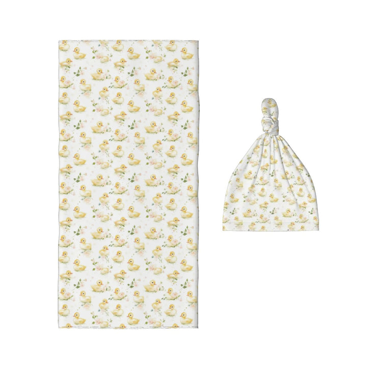 Baby Duckling Swaddle Blanket & Beanie Hat Set