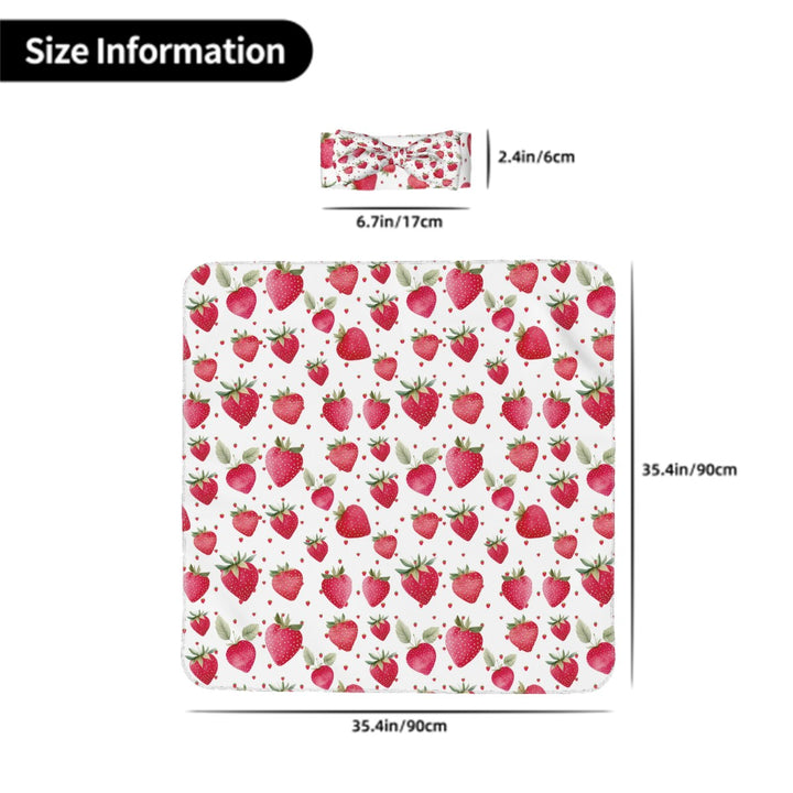 Strawberry Baby Headbands & Swaddle Blanket Set