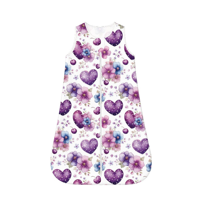 Purple Hearts and Flowers Sleeveless Baby Sleep Sack