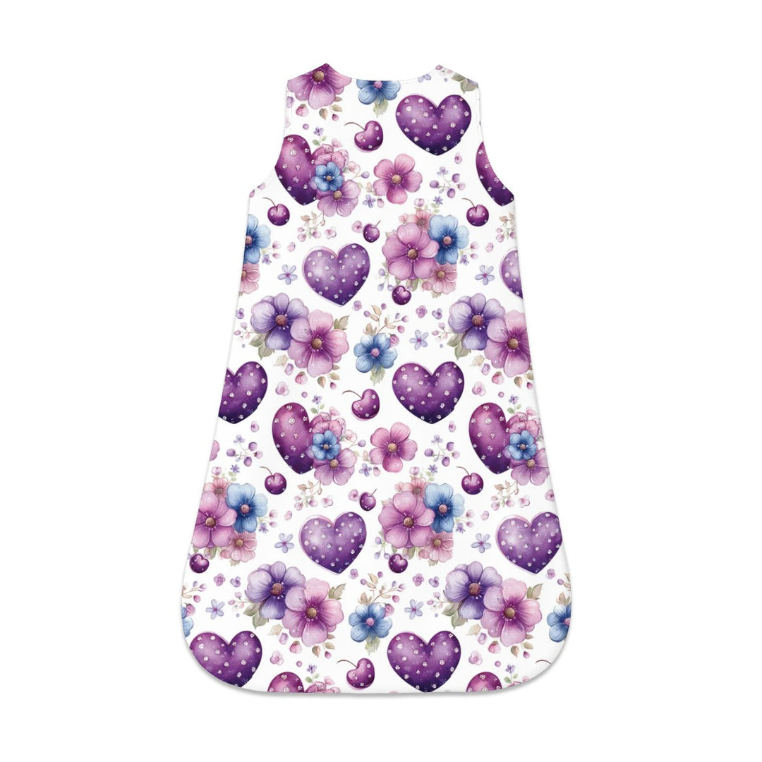 Purple Hearts and Flowers Sleeveless Baby Sleep Sack