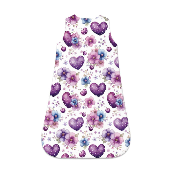 Purple Hearts and Flowers Sleeveless Baby Sleep Sack
