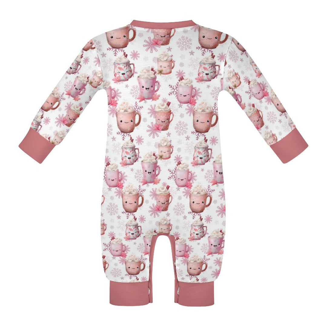 Pink Cocoa Mug Long Sleeve Baby Romper