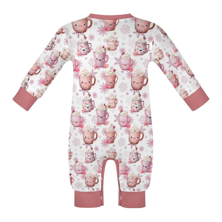 Pink Cocoa Mug Long Sleeve Baby Romper