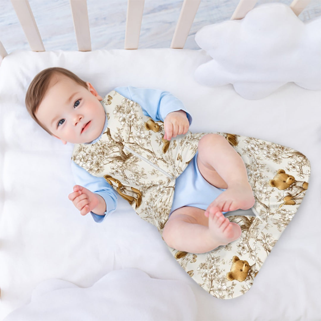 Teddy bear Toile Sleeveless Baby Sleep Sack