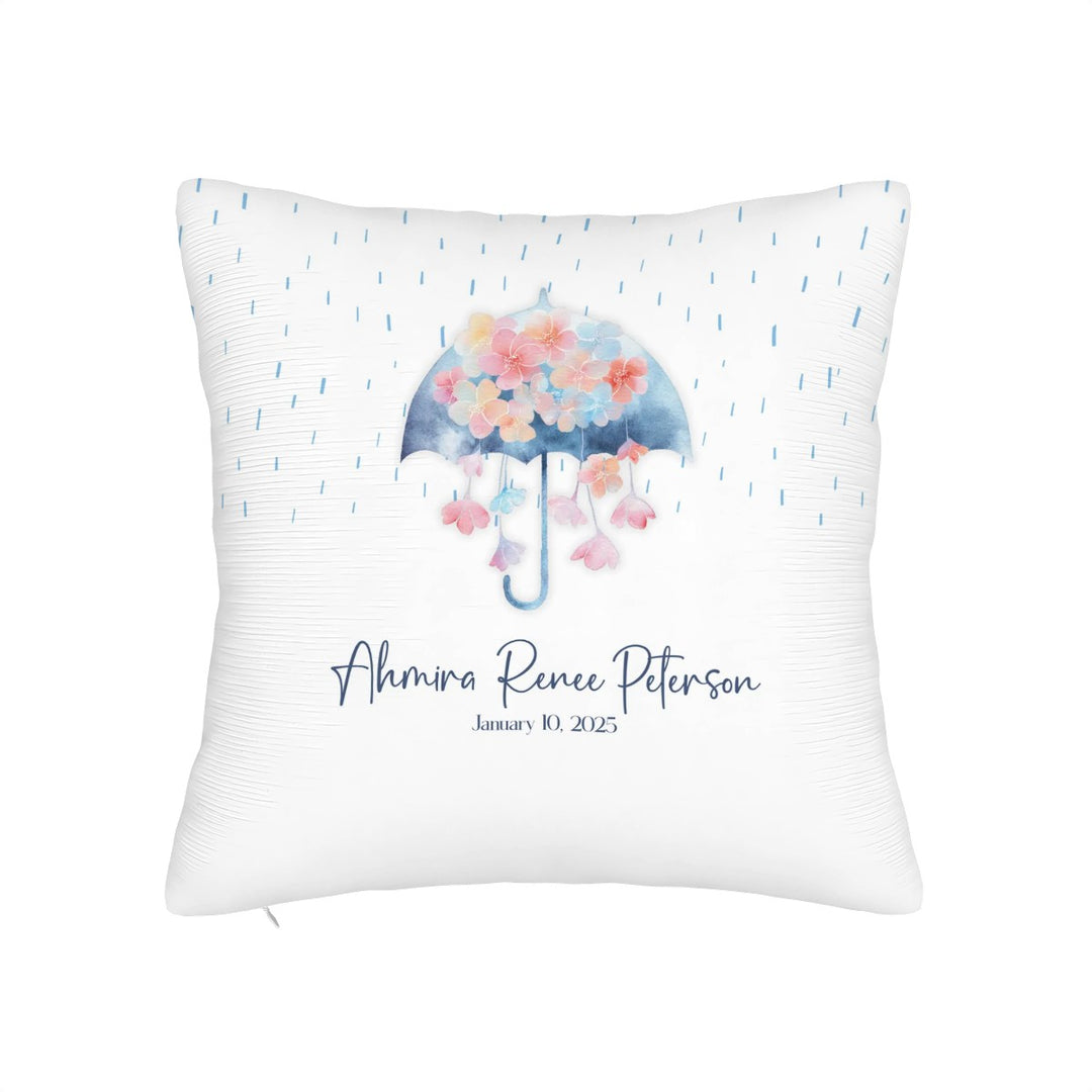 Umbrella and Flowers Throw Pillow Covers