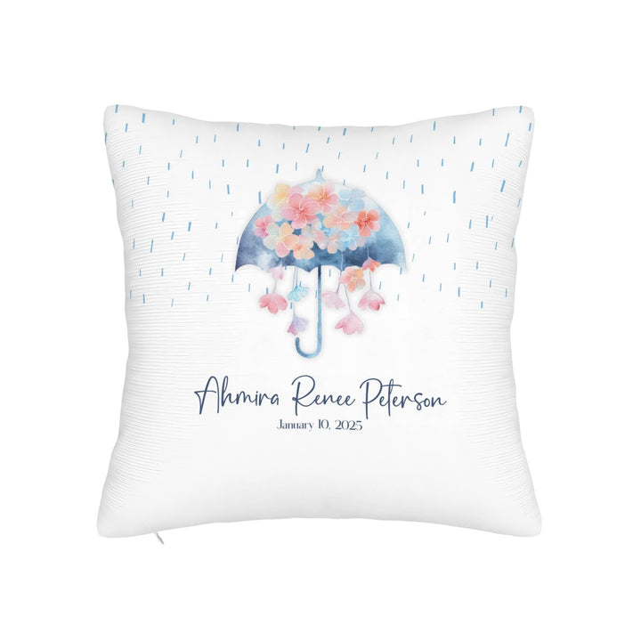Umbrella and Flowers Throw Pillow Covers