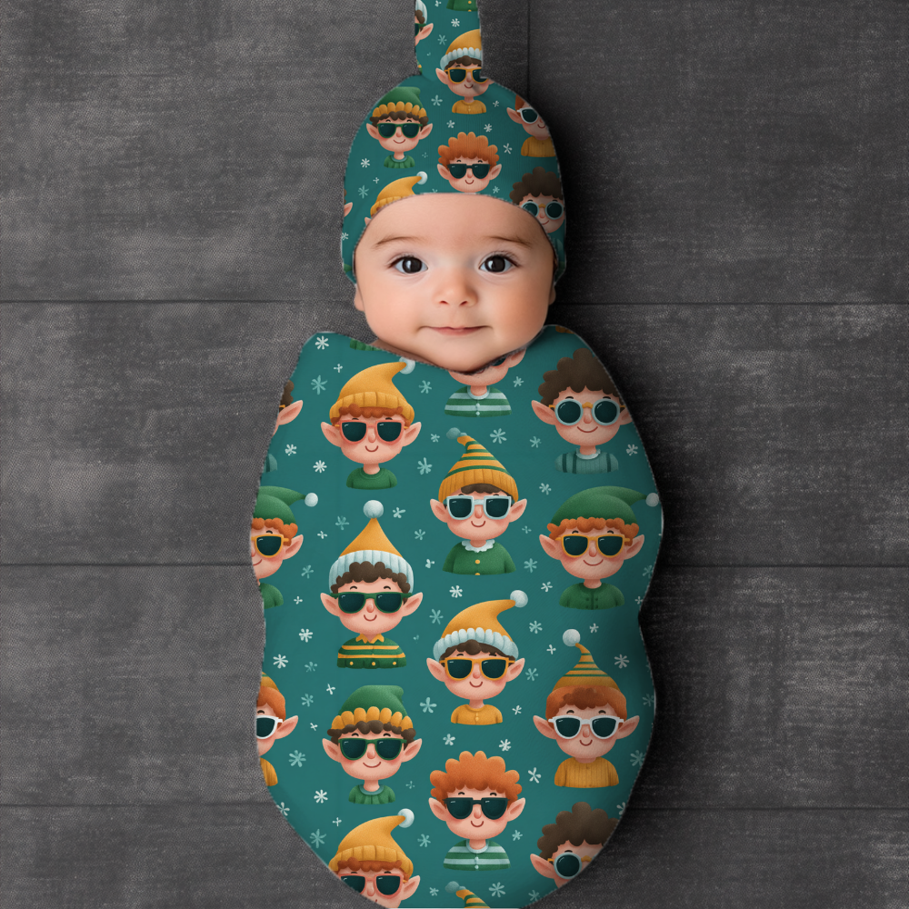 Cool Christmas Elves Cocoon Baby Swaddle Set