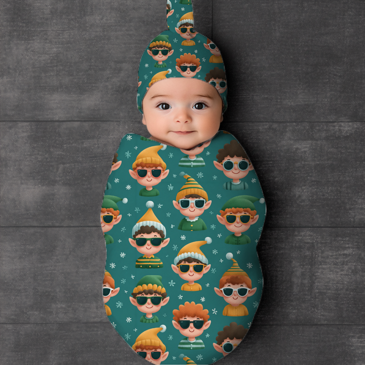 Cool Christmas Elves Cocoon Baby Swaddle Set