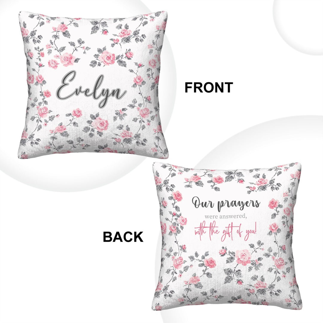 Rose and Lace Corduroy Throw Pillow Covers