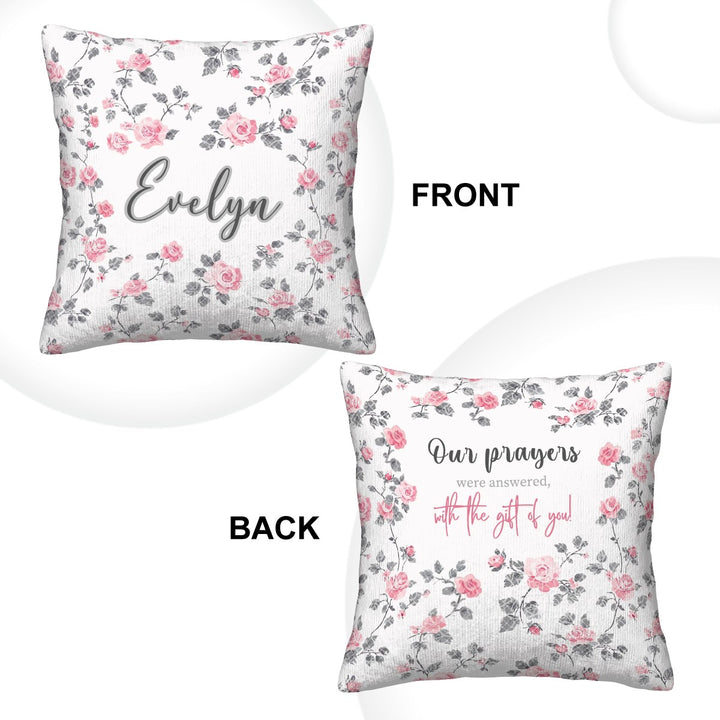 Rose and Lace Corduroy Throw Pillow Covers