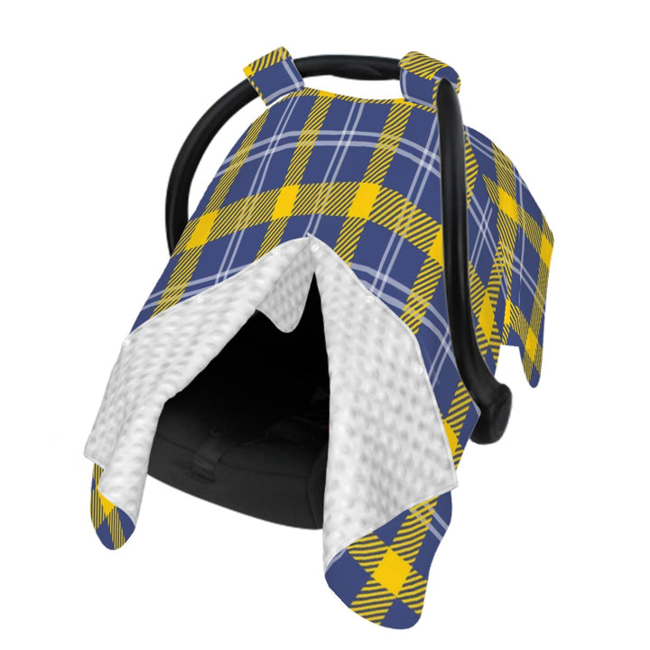 Blue and Yellow Plaid Baby Car Seat Cover