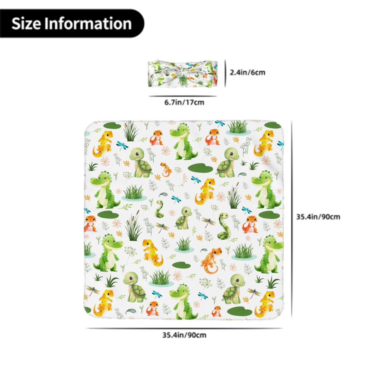 Swamp and Friends Headbands & Swaddle Blanket Set