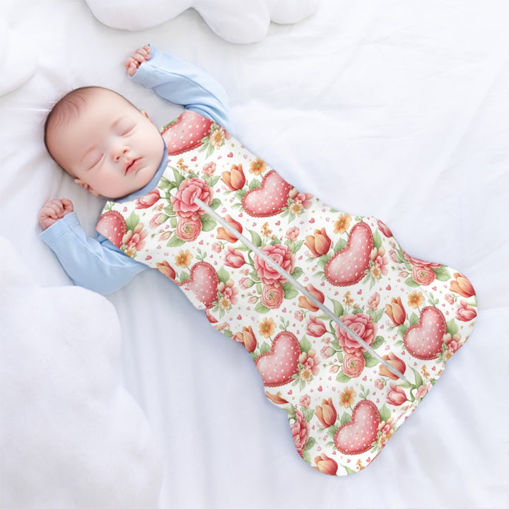 Red Flowers and Hearts Sleeveless Baby Sleep Sack