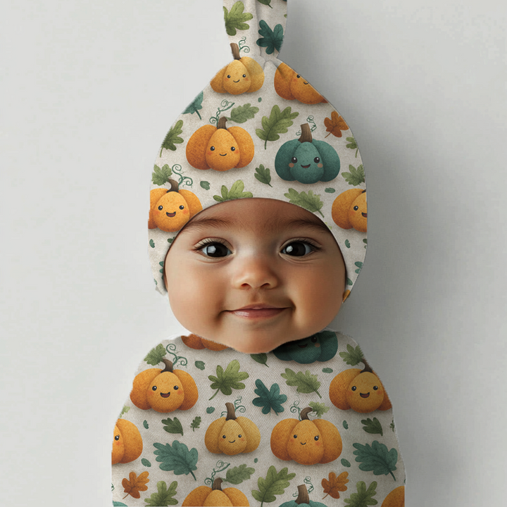 Fall Pumpkin Cocoon Baby Swaddle Set