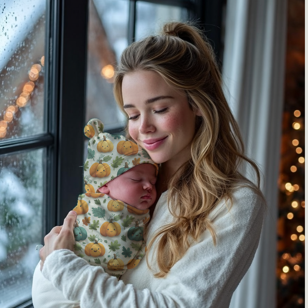 Fall Pumpkin Cocoon Baby Swaddle Set