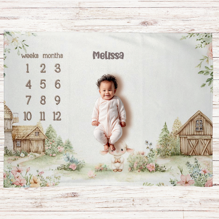 Whimsical Farm Milestone Blanket