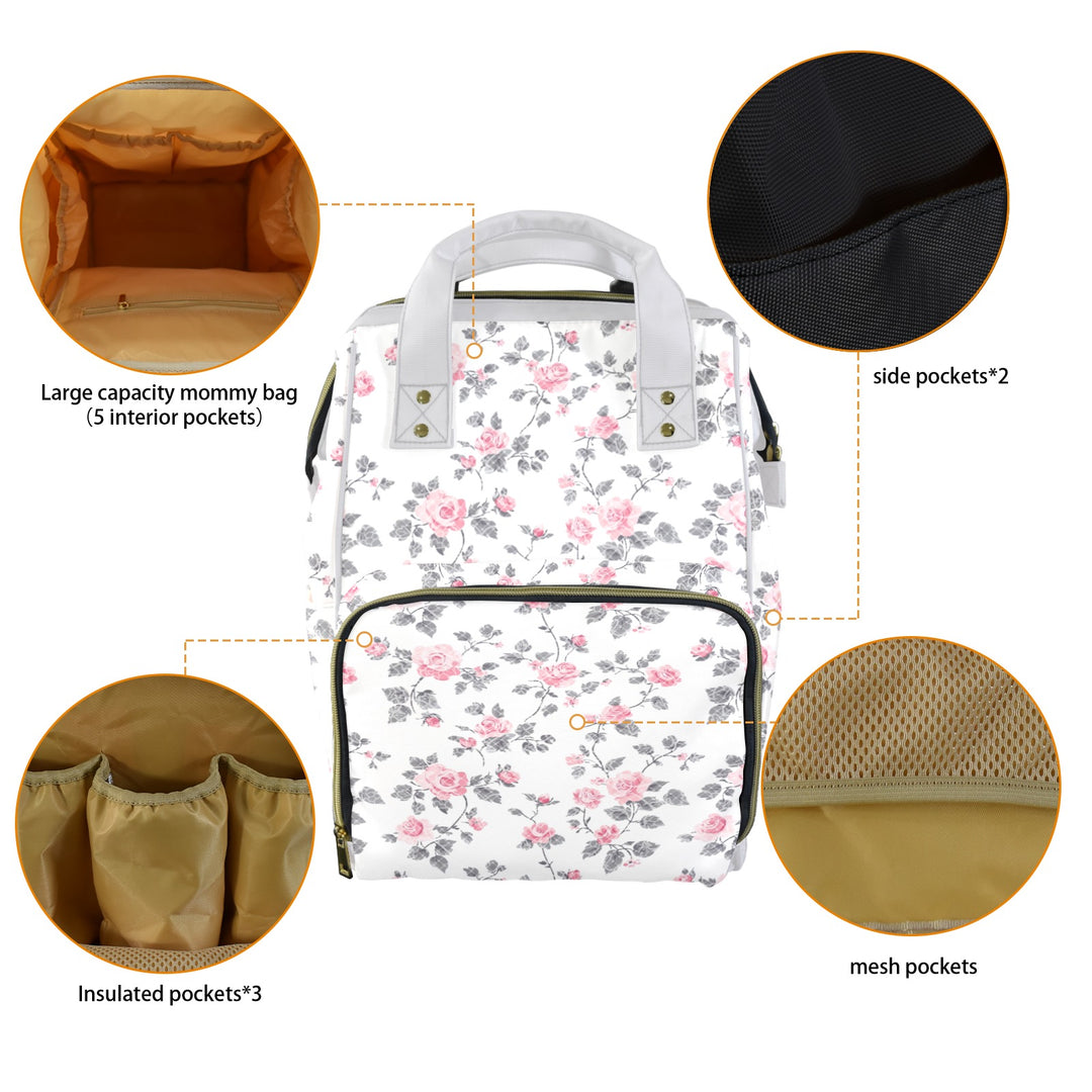 Roses and Lace Diaper Bag Backpack