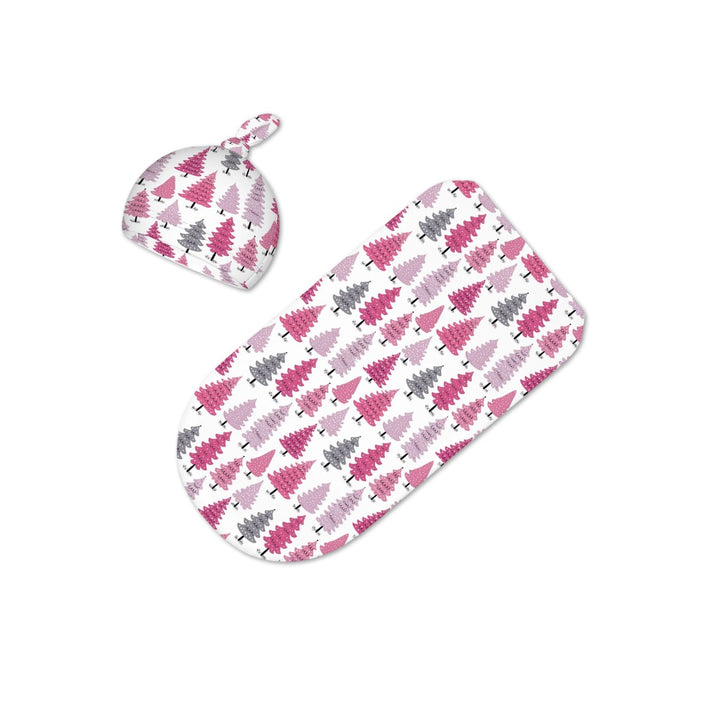 Pink Christmas Tree Cocoon Baby Swaddle Set