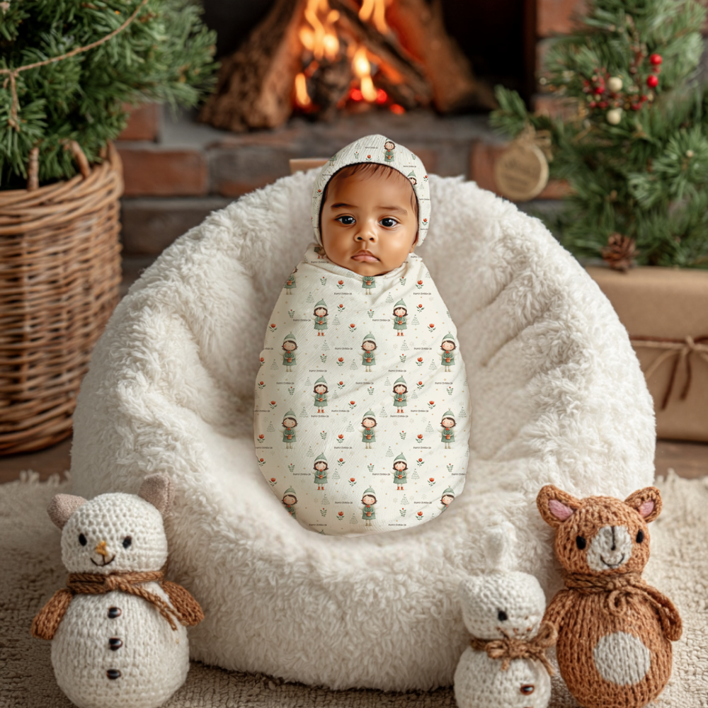 Christmas Flower Cocoon Baby Swaddle Set
