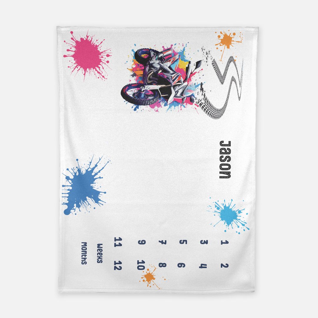 Motor Bike Milestone Blanket