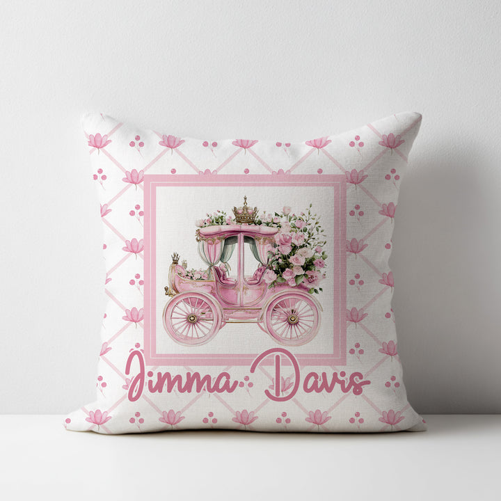 Pink Carriage Throw Pillow Covers