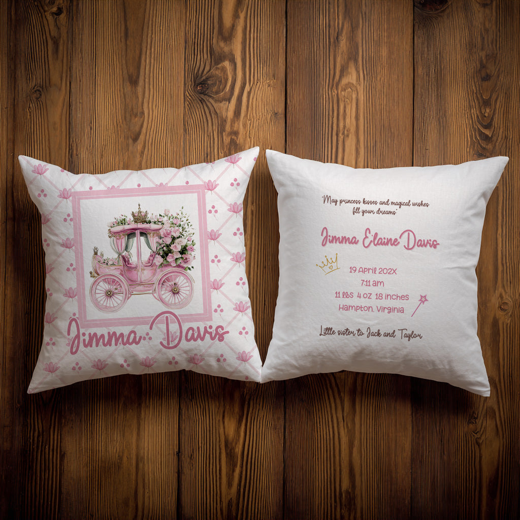 Pink Carriage Throw Pillow Covers