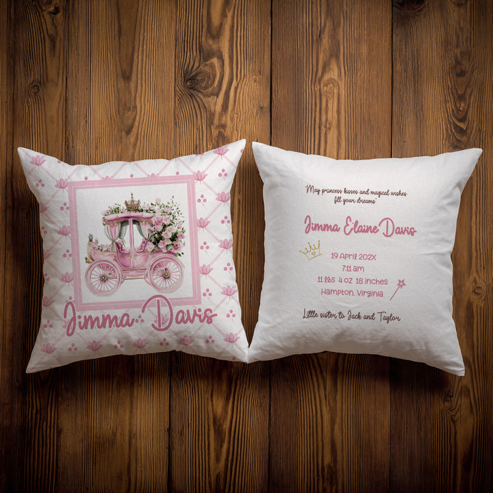 Pink Carriage Throw Pillow Covers