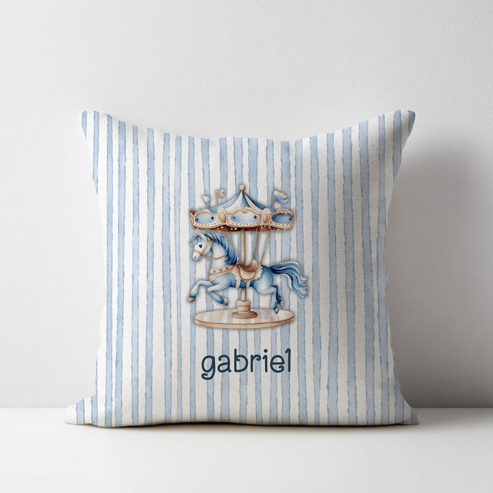 Blue Carousel Throw Pillow Covers