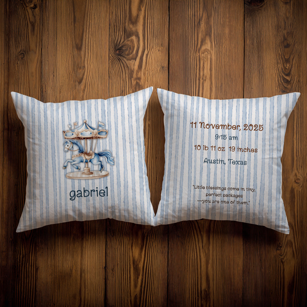 Blue Carousel Throw Pillow Covers