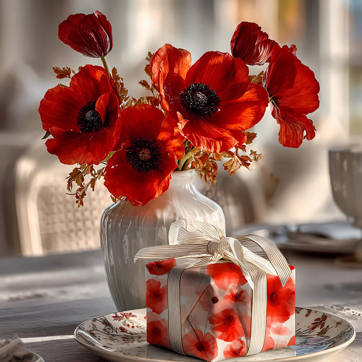 Red Poppy Flower Wrapping Paper