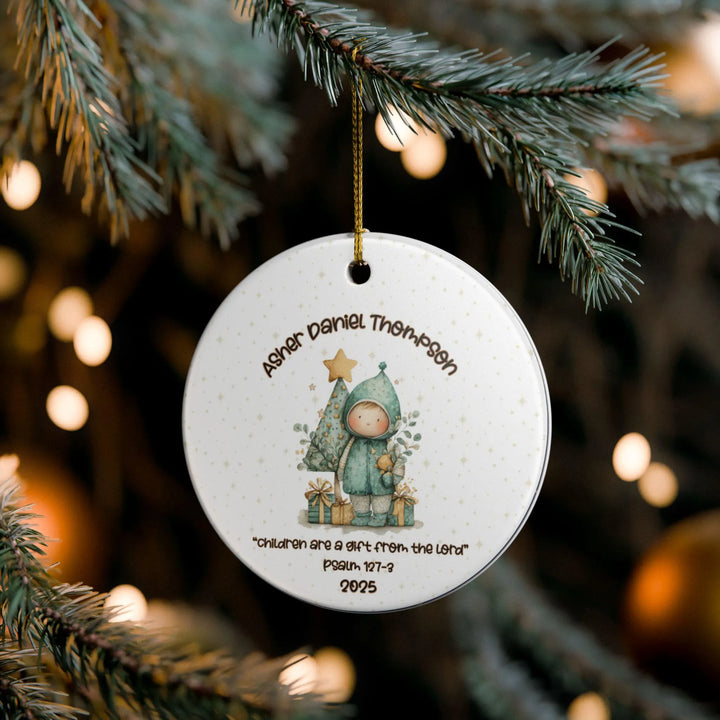 Whimsical Boy Personalized Ceramic Ornament