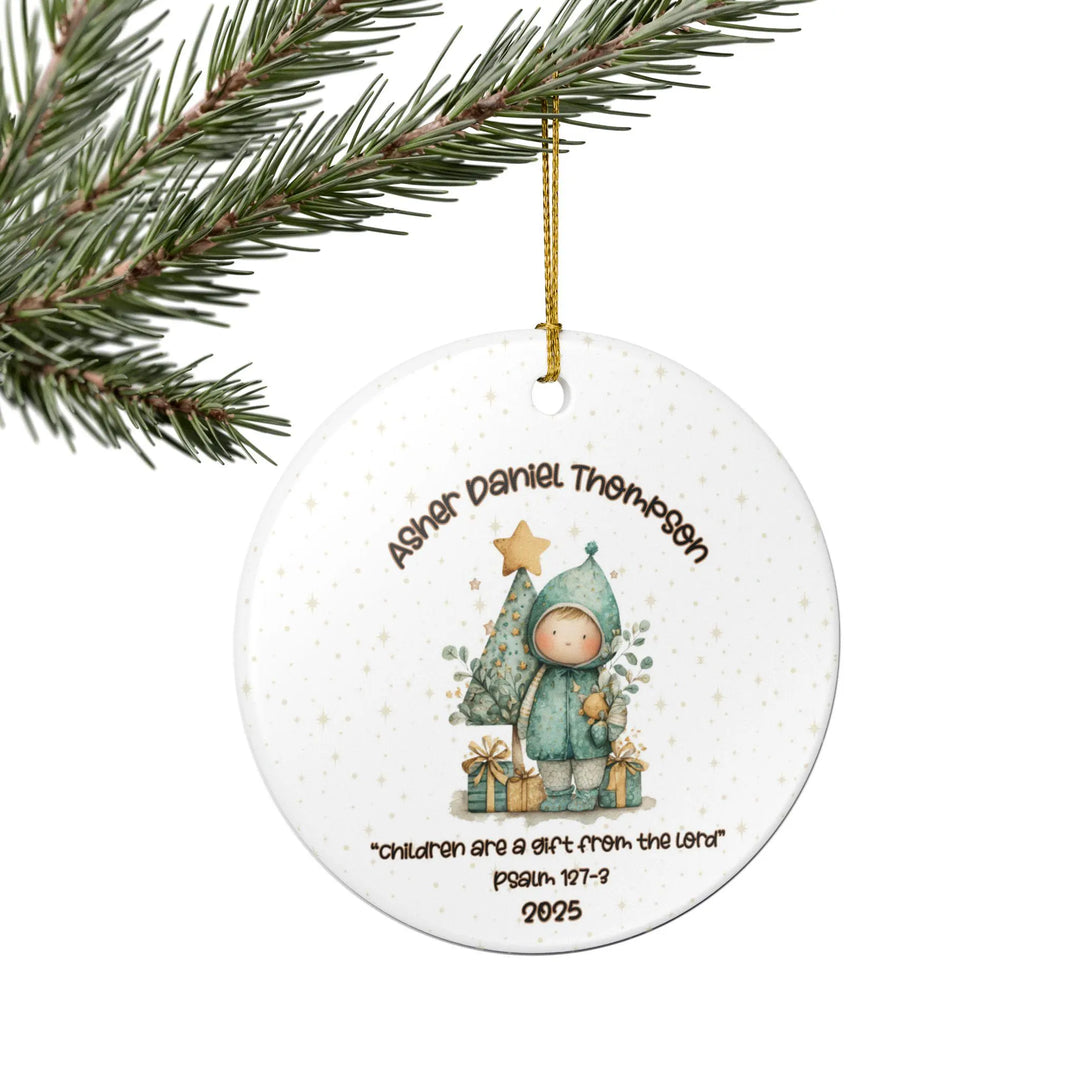 Whimsical Boy Personalized Ceramic Ornament