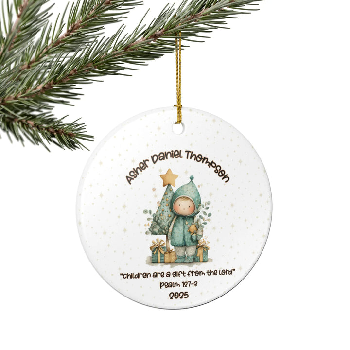 Whimsical Boy Personalized Ceramic Ornament