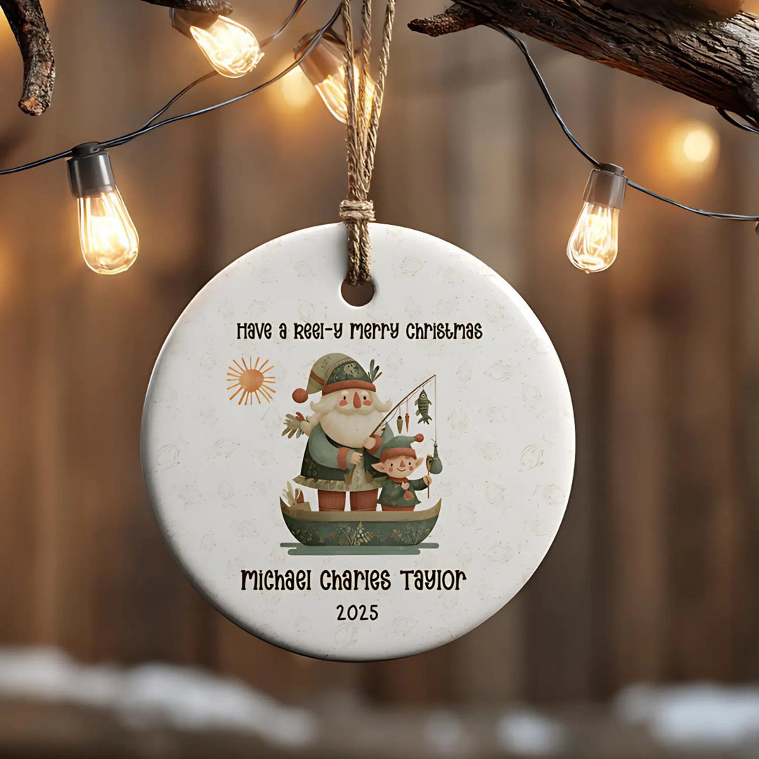 Santa Fishing Personalized Ornament