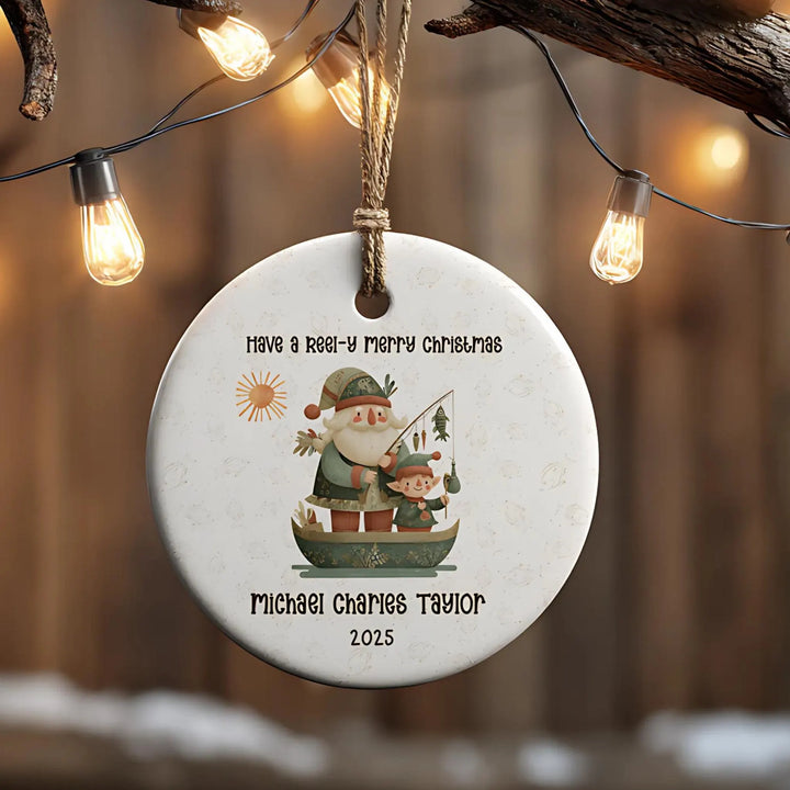 Santa Fishing Personalized Ornament