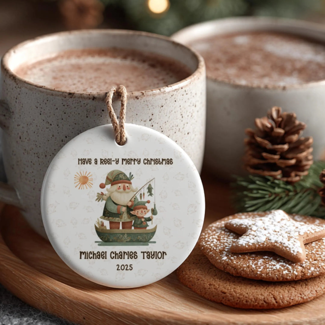 Santa Fishing Personalized Ornament