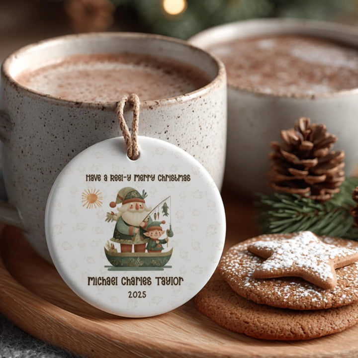 Santa Fishing Personalized Ornament