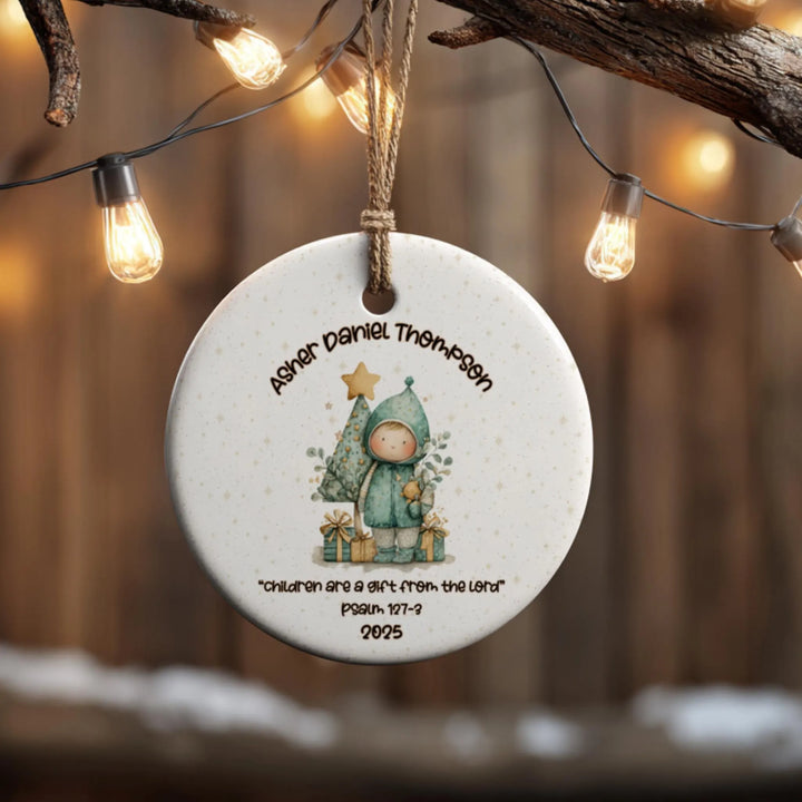 Whimsical Boy Personalized Ceramic Ornament