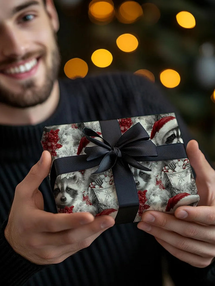 Christmas Raccoon Wrapping Paper