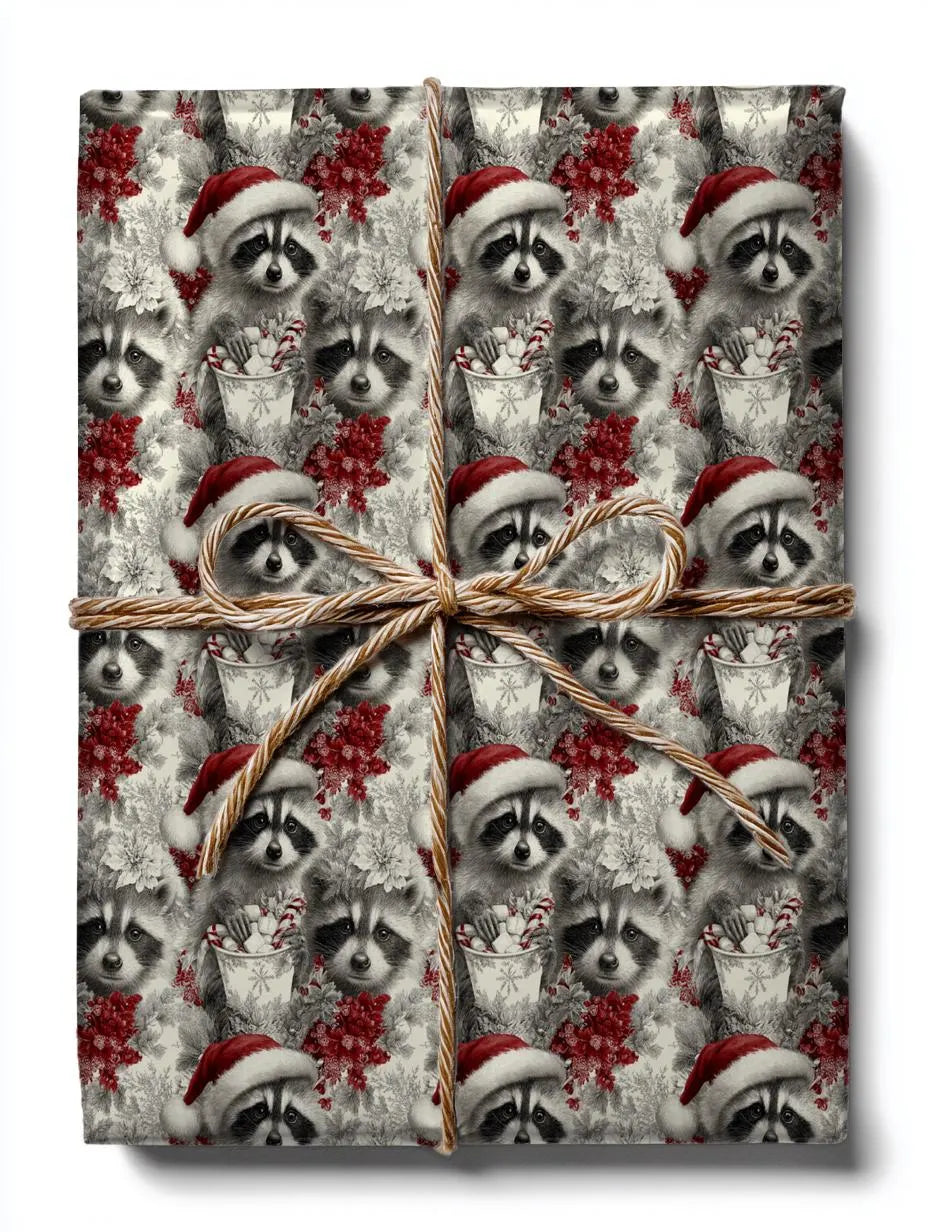 Christmas Raccoon Wrapping Paper