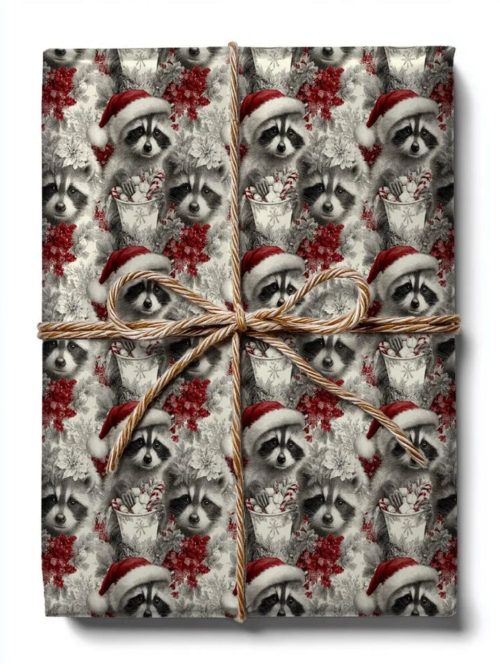 Christmas Raccoon Wrapping Paper