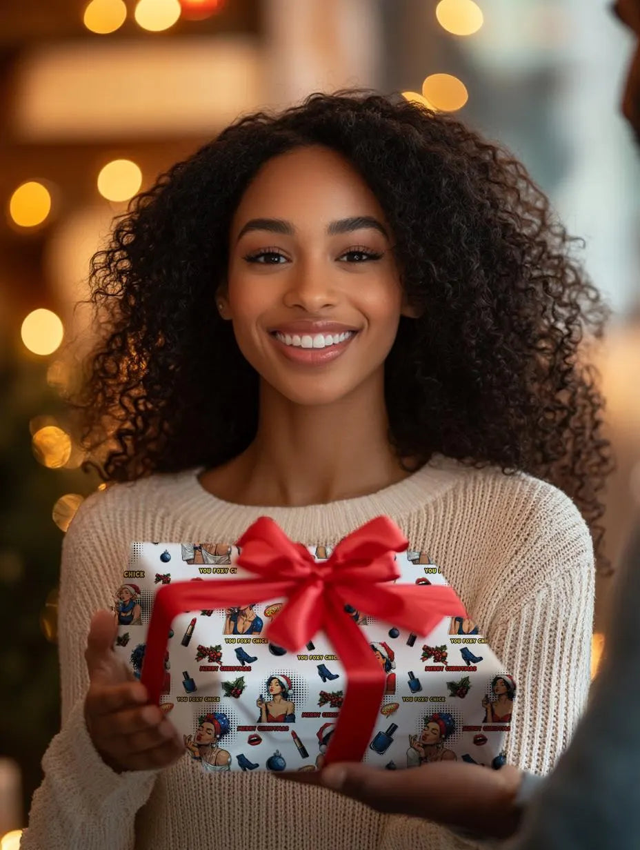 Female Pop Art Christmas Wrapping Paper