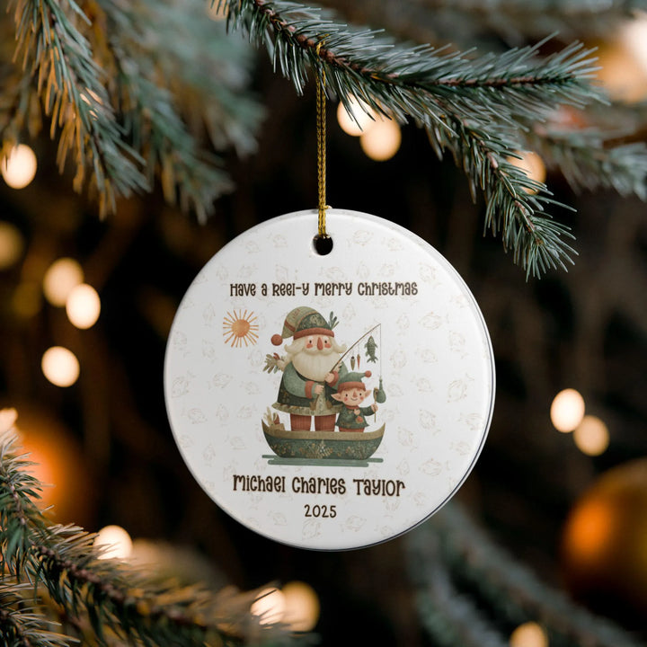 Santa Fishing Personalized Ornament